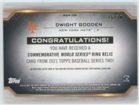 Dwight Gooden 2021 Topps Commemorative World Series Ring Relic Card #16/70